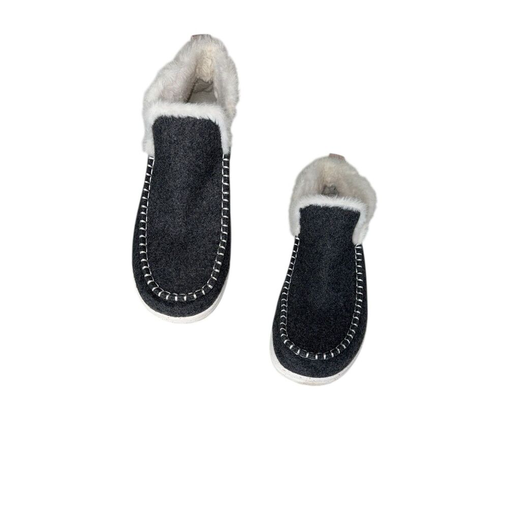 Hey Dude Denny Faux Shearling Boots Booties Women's Size 8.5 39 gray